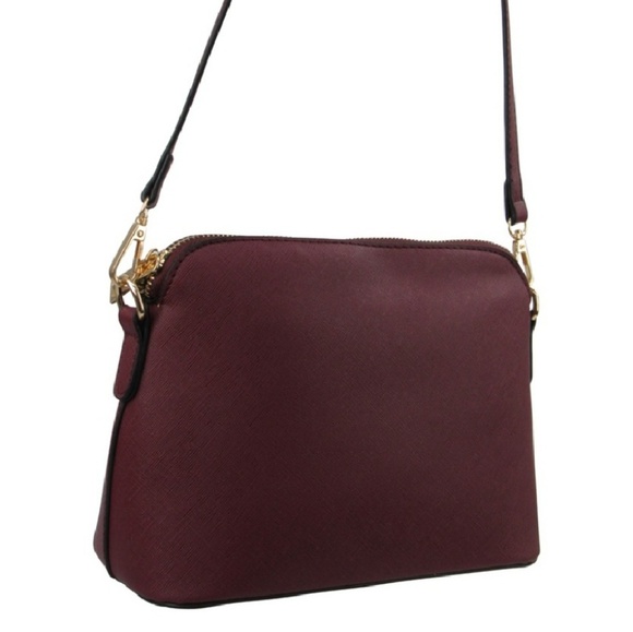 Structured Crossbody Purse, Removable Strap - BURG - Picture 3 of 7